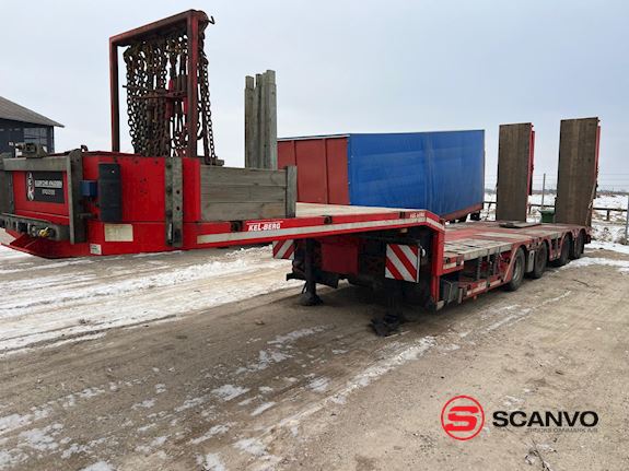 Kel-Berg 13,2 mtr maskin/ blokvogns trailer + udtræk - dobbelt ramper Udtrækkelig - 1